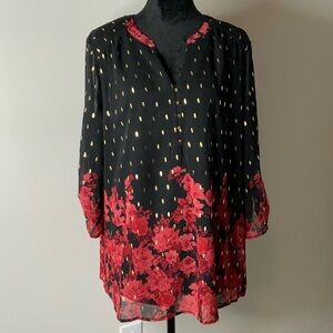 Black and Red Blouse Size 2x